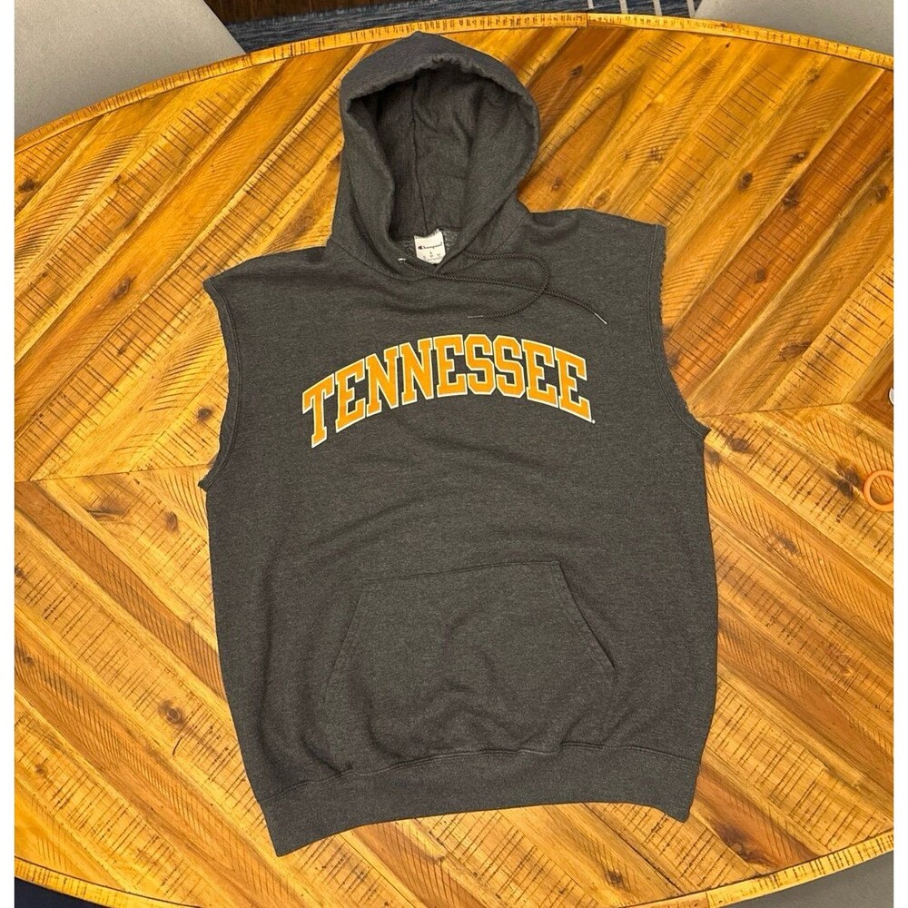 Vintage Y2K University of Tennessee Champion Cut-off Muscle Hoodie - Large
